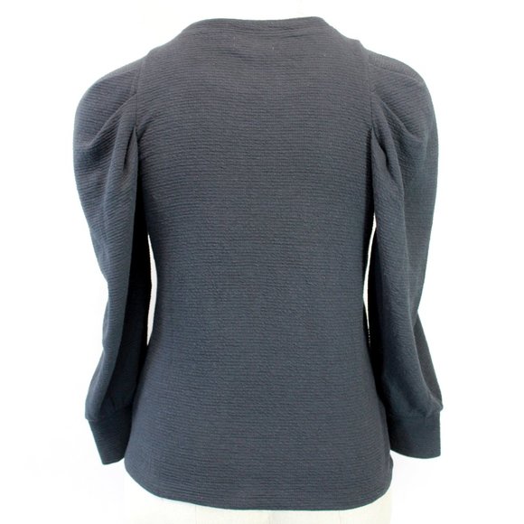 Madewell Black Crew Neck Puff Sleeve Top Blouse Medium - Picture 7 of 8